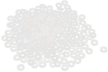 sourcingmap Nylon Flat Washers M2 5mm OD 2mm ID 1mm Thickness Sealing Gasket for Faucet Pipe Water Hose, White, Pack of 200