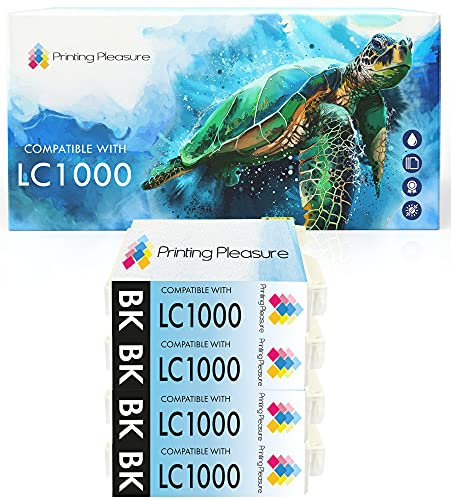 4 Tintenpatronen kompatibel zu LC1000 LC970 für Brother DCP-130C DCP-135C DCP-150C DCP-260C DCP-330C DCP-350C DCP-357C DCP-540CN DCP-560CN 770CW Fax-2840 MFC-465CN - Schwarz, hohe Kapazität