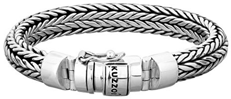 Kuzzoi Buddha Silver Bracelet for Men Solid 925 Sterling Silver | Width 11 mm Length 19-23 cm 335103