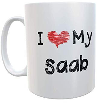 Decalarama SAAB Mug Gift – I Love Heart My - Novelty Cute Car Owner Driver Ceramic Cup