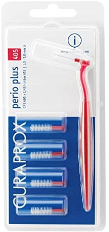 Curaprox Interdentalbürsten CPS 405 perio plus, Set aus 5 Bürsten Größe 1,3 mm und einem Halter UHS 451, Zahnreiniger für Prophylaxe bei Parodontitis