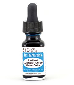 Dr. Ph. Martin's Radiant Concentrated Water Color (51D) Watercolor Bottle, 0.5 oz, Ice Blue, 1 Bottle