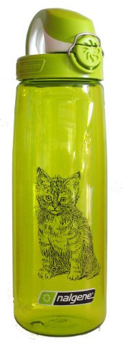 Nalgene 'Everyday OTF' - 0,7 L, grün, mit Katzenmotiv