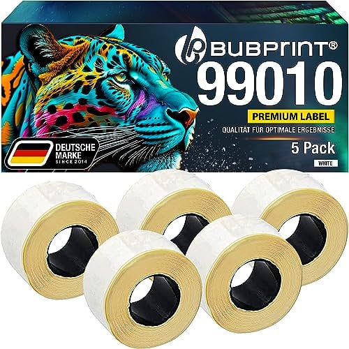 Bubprint 5 Etiketten kompatibel als Ersatz für Dymo 99010 S0722370 für Labelwriter 310 320 330 Turbo 400 Twin Turbo Duo 450 Twin-Turbo Duo SE450 28MM X 89MM Weiß