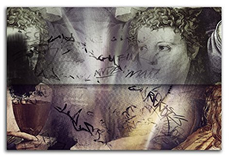 Ange soi Impression artistique abstrakt473 _ 60 x 80 cm Toile sur toile ange himmlisch calice Ultima Cena XXL prémonté sur châssis Grande toile image