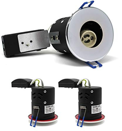 sanlumia 2 X LED Fire Rated Downlight Can GU10 Recessed Ceiling Twist & Lock Interchangeable Downlight IP20 Chrome
