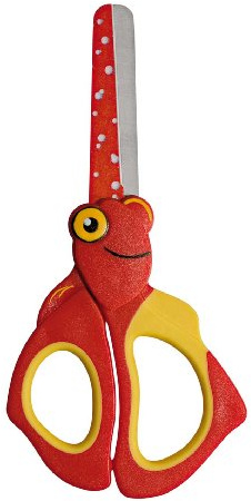 Wedo 736001 Kinderschere Bastelschere, Nemo (aus rostfreiem Edelstahl abgerundete Spitzen weiche Griffeinlagen,13 cm) rot/gelb