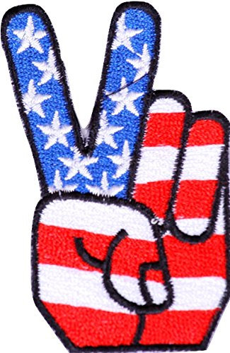 Aufnäher für Jacken Bügelbild Aufbügler Iron on Patches Aufnäher Applikation Flagge USA Peace 8 cm