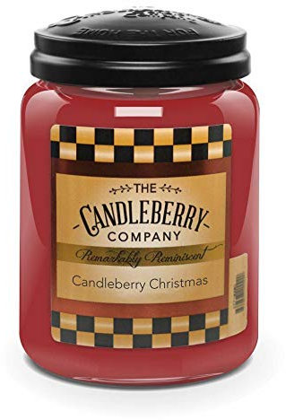 Candleberry Große Duftkerze im Glas mit Deckel - Candleberry Christmas (570g) - Herrlicher Weihnachtsduft Duft für dein Zuhause - Duftkerze mit bis zu 160h Brenndauer