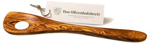 das Olivenholzbrett Madera de Olivo Espumadera con Agujero, Cuchara de Risotto a Partir de Aprox. 25cm - 30 cm