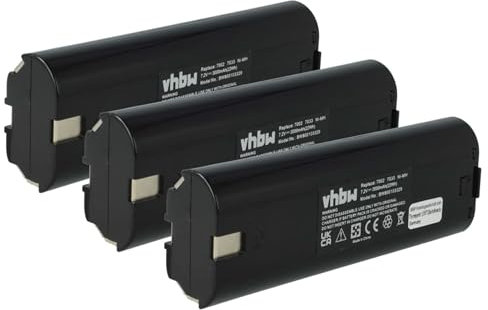 vhbw 3X Akku kompatibel mit Mikrofyn Mikrolaser MLP-120 Elektrowerkzeug (3000 mAh, NiMH, 7,2 V)