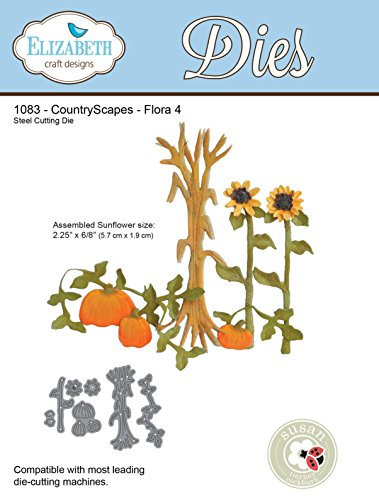 Elizabeth Craft Designs Country Scapes Flora 4 Die, Metal, Grey, 21.3 x 13.7 x 0.2 cm