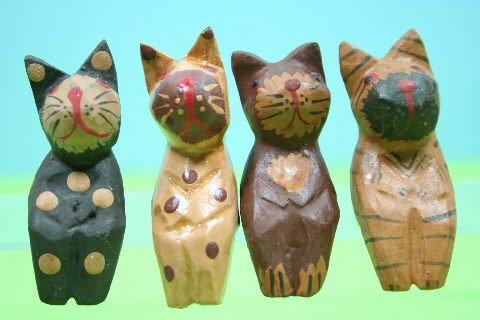 Hillfield 12 x Katze Holz KANTENSITZER KANTENHOCKER DEKO