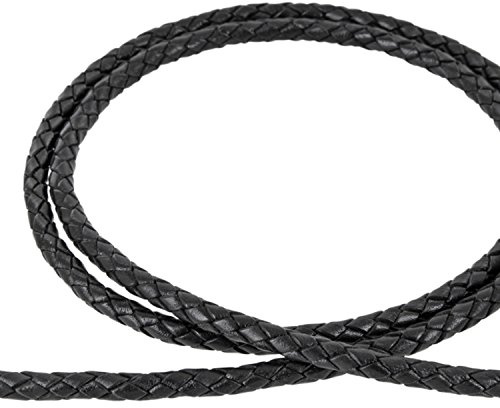 Auroris - Lederband geflochten - Durchmesser/Farbe/Länge wählbar - Variante: Ø 5mm / schwarz / 1m