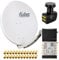 PremiumX Satelliten-Komplettanlage Fuba DAA 850 G Satellitenschüssel Alu Grau 5/8 Multischalter Quattro LNB 24x F-Stecker, 1 SAT 8 Teilnehmer
