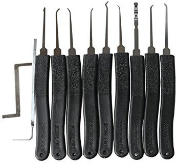 10 Teiliges Geocaching Lockpicking Set + Lockpicking Anleitung/Handbuch deutsch incl. Spanner - Geocaching Dietrich Set - Dietriche lock picking