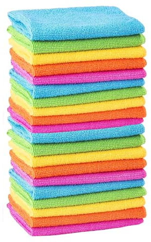 MTS Pack of 20 Microfibre Cleaning Cloths Dusters Car Bathroom Polish Towels, Size 30 x 30 cm, Multi - coloured