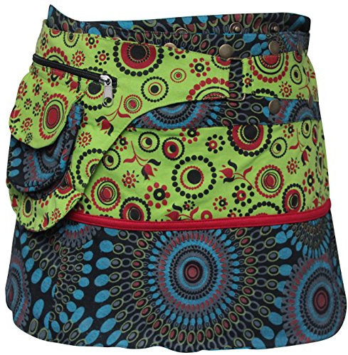 Moda Shopoholic - Gonna stile hippy avvolgente reversibile entrambi i lati lime green Taglia unica