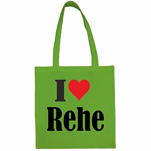 Reifen-Markt Tasche I Love Rehe Größe 38x42 Farbe Grün Druck Schwarz