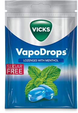 Vicks VapoDrops Menthol, Classic Sugar Free Vegan Lozenges with Menthol, 72 g