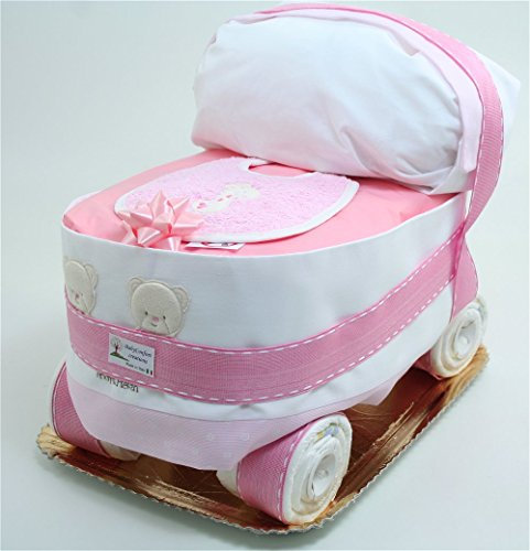 Windeltorte Windelwagen Rosa Babyshower, Kinderwagen
