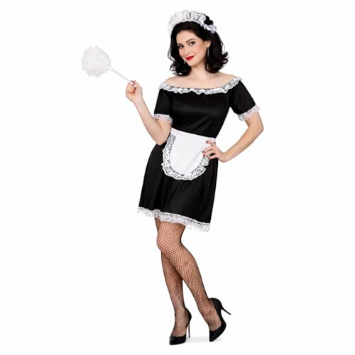 Wicked Costumes Adult Womens Classic French Maid Fancy Dress Costume – Traditional Maid Outfit Ladies Black White Housemaid Party Costume - Medium (UK 14-16)