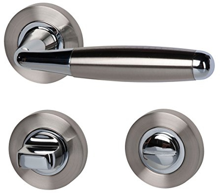 Alpertec 28022120 Edelstahl Durben-R für Badtüren WC Drückergarnitur Türdrücker Türbeschläge Neu, für Badezimmertüren