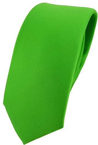 TigerTie Herren Krawatte 6 cm schmale Satin Tie in grün giftgrün leuchtgrün einfarbig uni Business, festliche Veranstaltungen und Freizeit