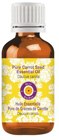 Deve Herbes Pure Carrot Seed Essential Oil (Daucus carota) Non-Sticky | Non-Greasy | Earthy Woody Aroma | for Aromatherapy, Skin Care, Massage & Blends 10ml