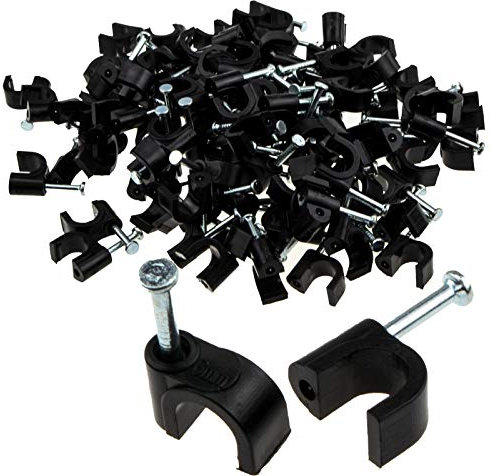 kenable Negro 100 x 6mm Clips de Cable Redondos Cables de fijación Seguros