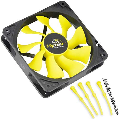 Akasa 140mm Viper Fan, PWM Case Fan, HDB Long Lifespan Bearing, Anti-Vibration Rubber Mounts Included, High Airflow S-FLOW Fan for Heatsink, CPU cooling and Ventilation, AK-FN063
