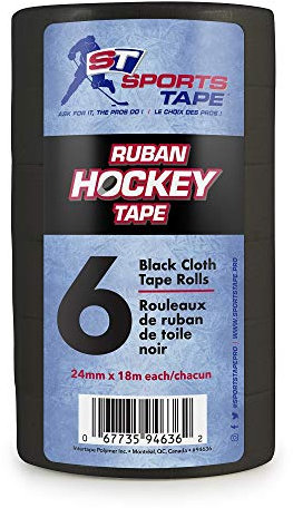 SportsTapee Hockey-Tape, 6 Rollen Multipack (schwarz), 2,4 cm x 19,7 m