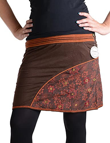 Vishes - Alternative Bekleidung - Bedruckter und bestickter Baumwollrock mit Blumen und ?Hosentaschen? braun 34/36