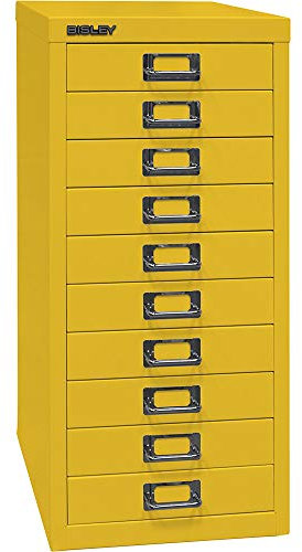 BISLEY MultiDrawer, 29er Serie, DIN A4, 10 Schubladen, Metall, 641 Zinkgelb, 38 x 27.9 x 59 cm