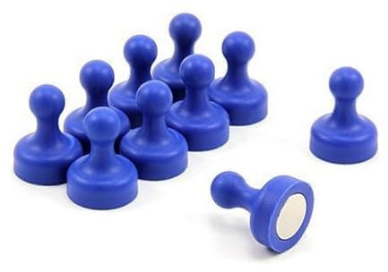 High Power Blue Skittle Magnet for Fridge, Office, Whiteboard, Noticeboard, Filing Cabinet - 19mm dia x 25mm tall - Pack of 10