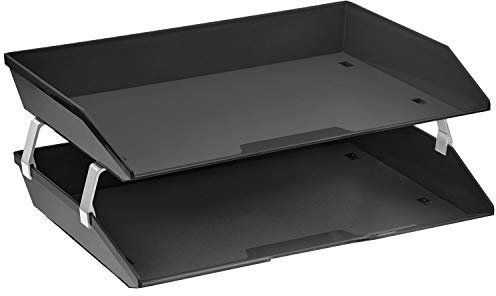 Acrimet Facility 2 Tier Letter Tray, Side Load, Letter Size/A4, Desktop File Organizer, Plastic (Black Color)