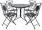 Charles Bentley Garden Blue Mosaic 5 Piece Dining Set, With Folding Chairs, Outdoor, Patio, Conservatory, Foldable Chairs, Antirust Finish, Interwoven Seat, 4 Person, Round Table, Robust (90x90x72cm)