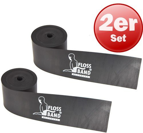 Dittmann Floss-Band Kompressions- und Widerstandsband für Reha/Physiotherapie/Beweglichkeit, 2er Set, Schwarz