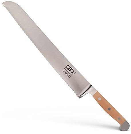GÜDE Solingen - Brotmesser geschmiedet, 32 cm, Birnenholz, ALPHA BIRNE, Doppelkropf, Handmade Germany