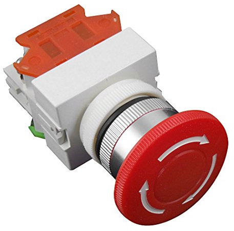 sourcing map AC 660V 10A 40mm Rouge Signe Arrêt Urgence Interrupteur Bouton Poussoir PushButton