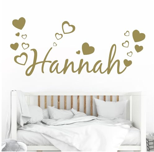 Wall Designer Wandsticker mit Herzen, personalisierbar, Gold, M 580 x 150 mm
