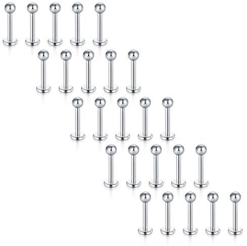 vcmart 25 STK. Edelstahl Labret Lippenpiercing Set Schmuck
