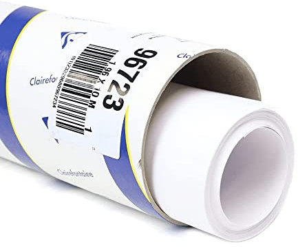 Clairefontaine 96714C Rouleau Papier Dessin Croquis - Papier Dessin Blanc au Grain Très Léger - 1,5x10 m 200g - Idéal pour le Dessin et Croquis au Crayon, Feutre ou Fusain