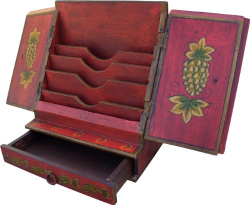 GURU SHOP Brief- & Schreibtisch Ordner - rot Modell 2, Holz, 24x29x17 cm, Dosen, Boxen & Schatullen