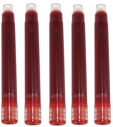 Gullor 25 PCS International Size Pen Ink Cartridge to Fit Jinhao Fountain Pens, RED, 5 Packs