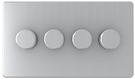 UEP SG13BCB Screwless Brushed Chrome 4 Gang 250w Dimmer Switch