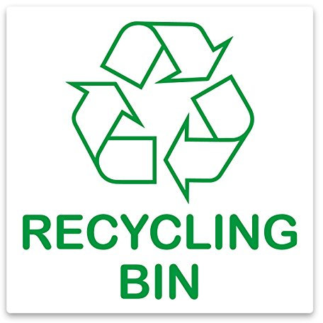 stika.co Set of 2 Recycling Bin Stickers – 87x87mm Self-Adhesive Vinyl Labels with Recycle Symbol – Waterproof Waste Separation Signs for Home, Office, School