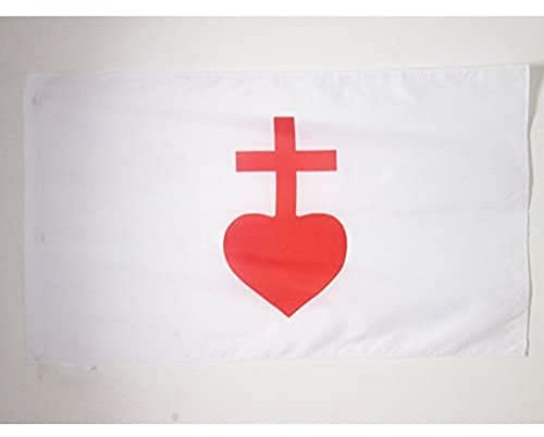 AZ FLAG - Drapeau Sacré coeur de Jésus - 150x90 cm - Drapeau Catholique 100% Polyester Avec Fourreau et cordelette - Pavillon 110 g
