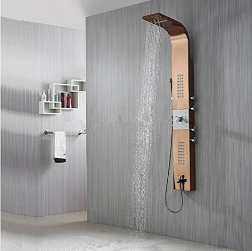 Gowe Luxus Rose Golden Duschsäule Wasserfall Dusche Wasserhahn Seitenbrausen Badewanne Armatur