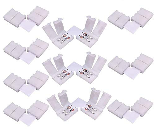LitaElek 10er-Pack LED Streifen Eckverbinder 2-Polig, 10mm Breite, SMD 5050/5630, Einfarbig, L-förmig, LED Band Anschluss
